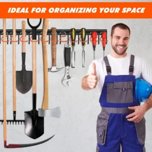 Garden Tool Organizer with Adjustable Hooks