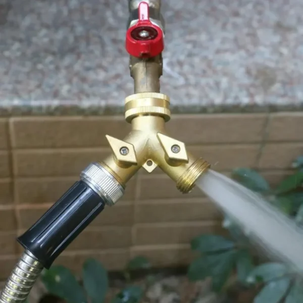 Heavy-Duty Brass Garden Hose Splitter