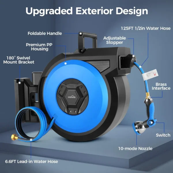 Retractable Garden Hose Reel with Auto Rewind